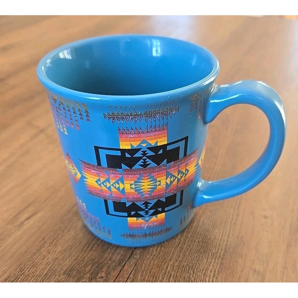 Pendleton Signature Blanket Print Teal Coffee/Tea 12 Fl Oz MUG Ceramic